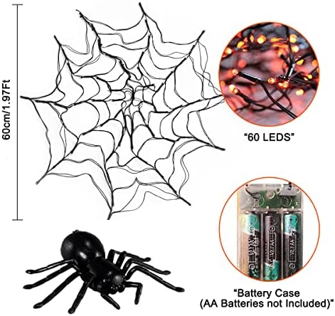 Halloween Dekoráció, Világítás, 2 Csomag 60 Led Halloween Pókháló lámpa, Fekete Pók elemes Pókháló Fények Halloween-Témájú Bulit Haunted