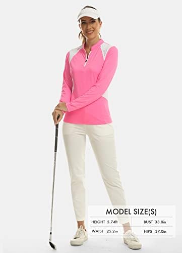 MoFiz Női Cipzáras Golf Tenisz Póló Hosszú Ujjú Collarless Sport Sportos Pulóver Gyorsan Száraz Túrázás Maximum Slim Fit