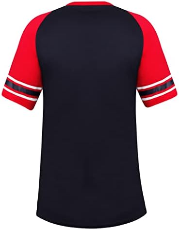 Geneisteck Női Atlantai Városi Baseball V-Nyak Rajongók Raglan T-Shirt - Navy & Vörös