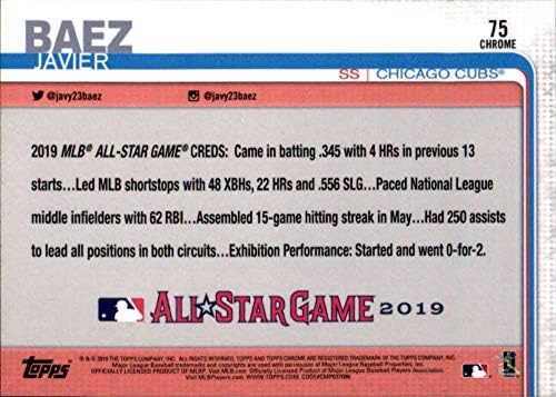 2019 Topps Chrome Frissítés Baseball 75 Javier Baez Chicago Cubs Hivatalos MLB Baseball Kereskedelmi Kártyát A Topps