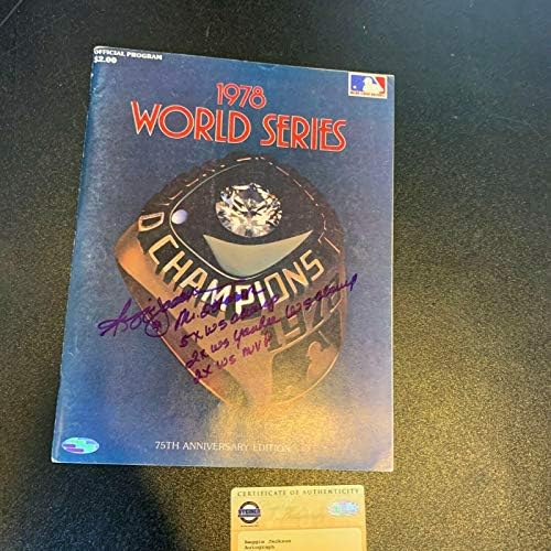 Reggie Jackson Aláírt Erősen Írva 1978-As World Series Program Steiner COA - Dedikált MLB Magazinok