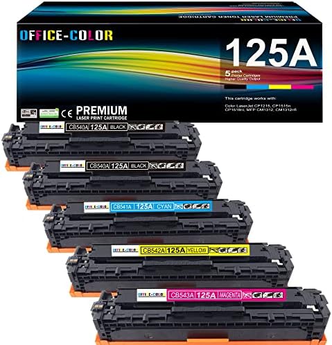 5-Pack a HP 125A festékkazetták 2*Fekete, 1*Cyan, 1*Magenta, 1*Sárga Működik, HP Color Laserjet CM1312 MFP Sorozat,Color Laserjet