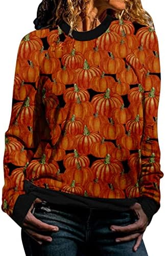 BEUU Halloween Pólók Női Tök Nyomtatás Sportos Póló, Vicces Póló Hosszú Ujjú Felsők Grafikus Blúzok Melegítőfelső