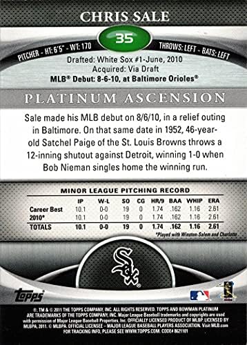 2011 Bowman Platinum Baseball 35 Chris Eladó Újonc Kártya