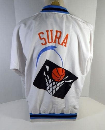 1996-97 Cleveland Cavaliers Bob Sura 3 Játék Kiadott Fehér Játék Kabát 50 Patch 5 - NBA Játék Használt