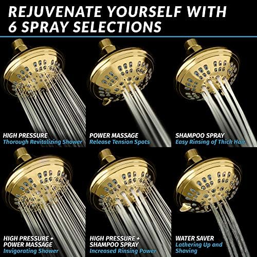 ShowerMaxx Luxus Spa Sorozat zuhanyfej, 6 Spray Beállítás, 4.5 Inch Állítható Magas Nyomás zuhanyfej Lámpatest Kemény Víz,