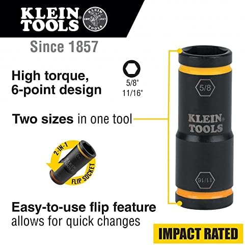 Klein Eszközök 66075 ütvecsavarozó Flip Csatlakozó, 11/16 - s 5/8 Hüvelyk Méretű, Használja a Klein Eszközök Kompakt Hatást Villáskulcs BAT20CW,