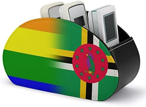 LMBT Büszkeség Dominica Zászló Távirányító Birtokosai PU Bőr Caddy Tároló Szervező Doboz 5 Rekesz az Otthoni Irodai Kellékek