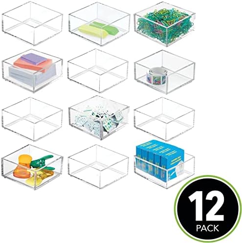 mDesign Műanyag Négyzetes Asztal Szervező - Szakasz Létrehozása a Home Office Fiókok, Asztali - Tartja Tollak, gemkapocs, Notebook