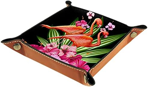 Műbőr Asztali Szervező Tálcák, Fürdő, Fürdőszoba Hiúság Tálca, Komód Tálca, Gyűjtőcím Tálca a Változás Érme KeyPink Flamingó Virág