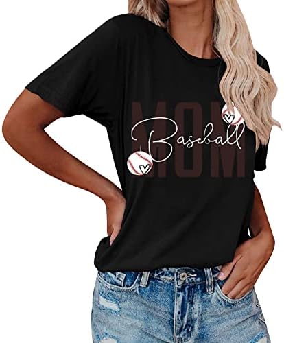 A Nők Maximum Trendi, Baseball Grafikus Póló Aranyos Baseball Nyomtatott Nyári Rövid Ujjú Póló Alkalmi Sport Kupakos