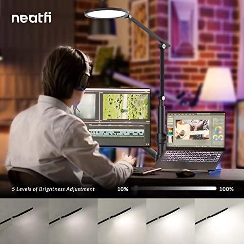 Neatfi (Új Modell) Ultra-Modern, többfunkciós asztali Lámpa, 10W, 3 Szín Mód 5 Fényerő, USB/Plug Motoros, Feladat-Orientált