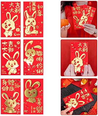 Amosfun Borítékot Kínai Vörös Boríték újévi Ajándék 30db Piros Boríték 6 Minták Új Év Rajzfilm Red Csomagok Pénzt Táskák Szerencsés