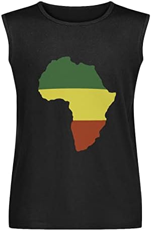 Afrika Térkép Zászló Férfi Edzés Tank Ujjatlan Felsők Gym Izom Ing Fitness, Testépítés, Laza Sportos Póló