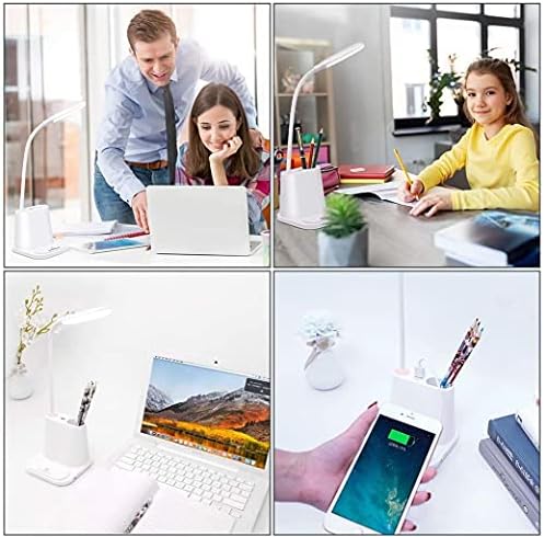 Asztali LED Lámpa,HomKiang Újratölthető asztali Lámpa USB Töltő Port & tolltartó, 2 Szín Mód & Fokozatmentes Fényerő, 360°