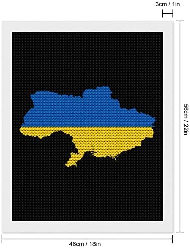 Zászló Térkép Ukrajna Gyémánt Festmény Készletek Felnőtteknek Kezdő Digitális DIY 5D Festék Office Home Fali Dekor 16x20