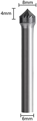 HTAWI Forgó Fájlt Sorja 6 mm Szár Egyetlen Vágás Keményfém Burr Kicsit Típus K Rotary Marás Fém Faipari Szerszám 1db (Szín : 4x8mm, Méret :