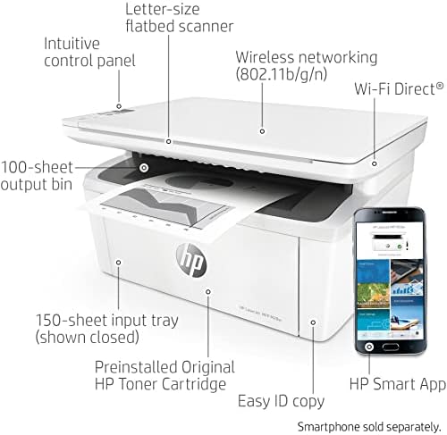 HP Laserjet Pro M28w All-in-One Vezeték nélküli fekete-Fehér Lézer Nyomtató, Fehér - Nyomtatás Beolvasás Másolás - 19 lap / perc,