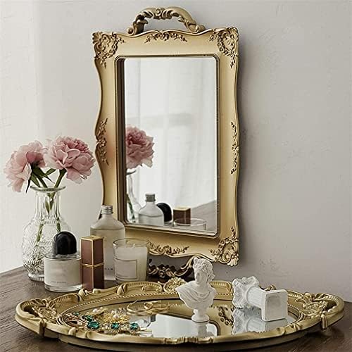 Tükrök Tükrözött Hiúság Tálca Dekoratív Z Tálca fogantyúval Vintage Tükör Tálcát Kijelző, Szekrény, Fürdőszoba