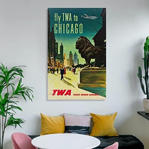 Chicago Vintage Poszter Fali Dekor, Fali Art Festmények Vászon Fali Dekoráció lakberendezés Nappali Dekor Esztétikai 16x24inch(40x60cm) Keret-Stílus