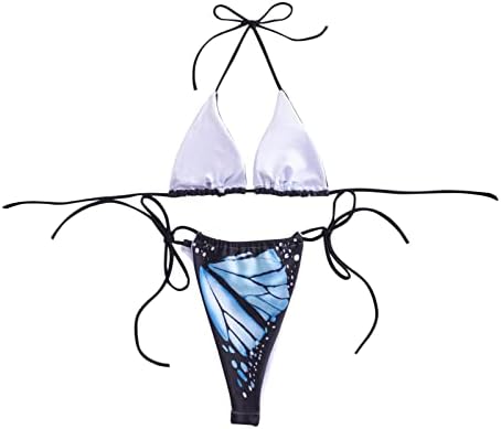 Női kétrészes Fürdőruha Pillangó Nyomtatás Kötőfék Háromszög Nyakkendő Oldalon Bikini Szett, Szexi Pimasz Fürdőruha a Úszni Fenéktermékek