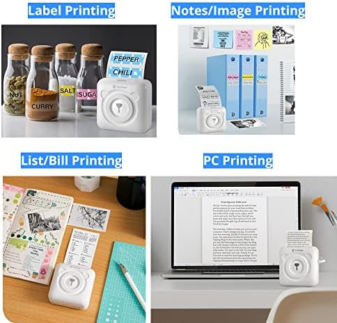 Jepod Mini Termikus Nyomtató Mobil Nyomtató, Vezeték nélküli hőnyomtató, Termikus Bluetooth Címke Nyomtató 6 Nyomdai Papírok