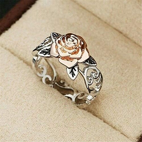 Aura Ékszerek Rose Aranyozott Virág Ezüst Gyűrű Nők Bohém Retro Esküvő Ékszer (7)