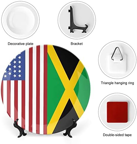 USA Fiag Jamaikai Zászló porcelán Díszítő Tányér, Kerámia lapok Kézműves Display Állvány Home Office Fali Dekoráció