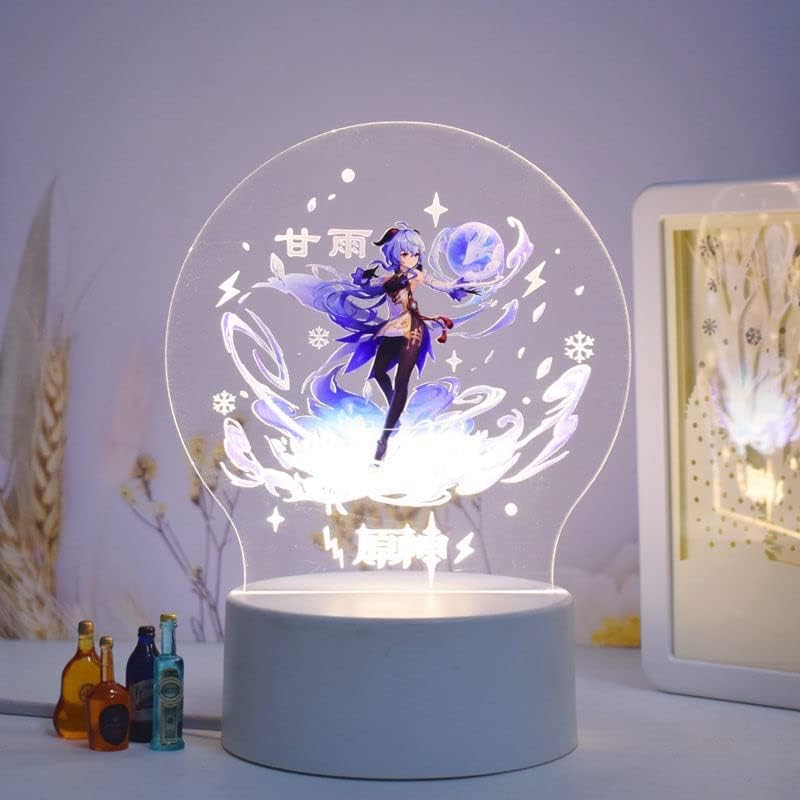 RYUSA Genshin Hatása Ganyu 3D-s Illúzió LED-es Éjszakai Fény, 16 Szín asztali Lámpa Otthoni Szülinapi Dekoráció Karácsonyi Ünnep, Ajándék Anime