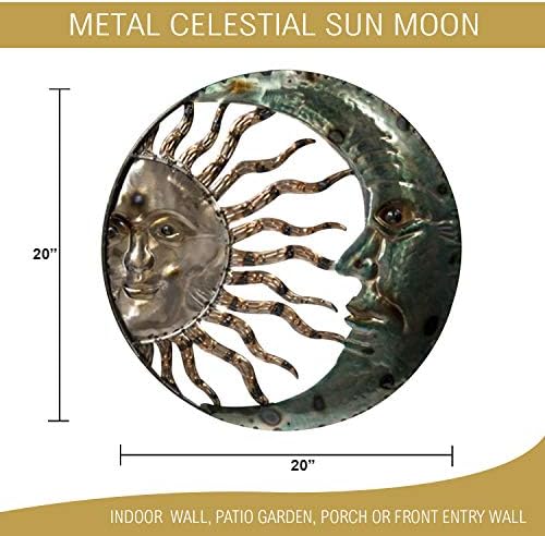 Fém Wall Art Crescent Moon Sun Falon Emléktábla - Beltéri Kültéri Kerti Falra - 20 Fém Nap, Hold, Fali Dekoráció