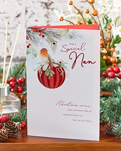 Nan Karácsonyi Kártya - a Nan a Szép Szavak, Ünnepi Robin Karácsonyi Kártya - Ajándék Kártyát Neki. - Karácsonyi Ajándékok a Nan