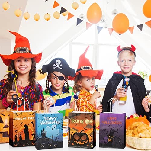 Pajean Csomag Halloween Finomságok Candy Táskák Csokit vagy Csalunk Ajándékot, Szívességet Téma Kezeli a Kraft Papír Parti Kellékek