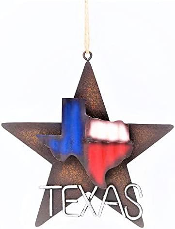 Fém Csillag Texas Térkép Dísz Rusztikus Stílusú Ajándék Ötlet Nyugati Lone Star 3-D Texas Térkép Karácsonyi Fém/Tin - Fa, vagy Falra