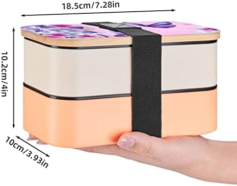 Rózsaszín Pillangó Ebéd Bento Box Korszerűsített Állítható Pánt,Összerakható Újrafelhasználható Szivárgásmentes Élelmiszer-Tartály,