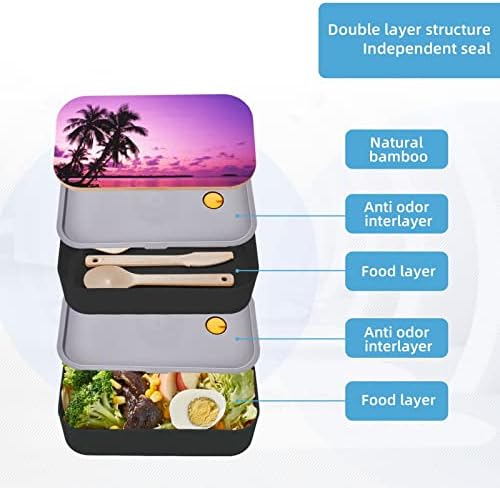Trópusi Fa Rózsaszín Ebéd Bento Box Korszerűsített Állítható Pánt,Összerakható Újrafelhasználható Szivárgásmentes Élelmiszer-Tartály,