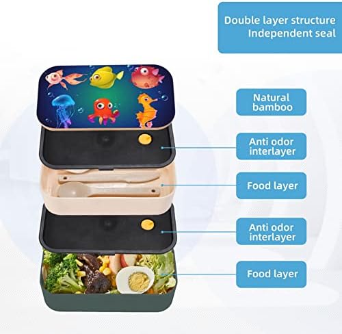 Tengeri Tengeri Élet Ebéd Bento Box Korszerűsített Állítható Pánt,Összerakható Újrafelhasználható Szivárgásmentes Élelmiszer-Tartály,
