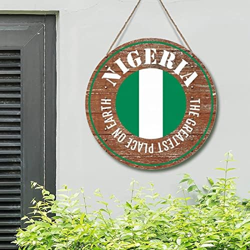 Nigéria Ország Zászló Kerek Fa Emléktábla Művészeti Jel A Legjobb Helyek a Földön, Nigéria Bejárati Ajtó Koszorú Nemzeti Zászló Szuvenír
