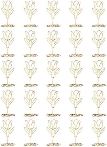 Táblázat Szám Áll, 25Pcs Rozsdamentes Acél Neve Kártya Tartóját Virág Stílus Arany Buli