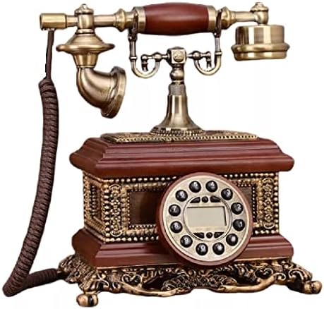 MXIAOXIA Téglalap Vezetékes Telefon Haza, Tömör Fa Hivatal Kék Háttérvilágítás+Kihangosító+Hívófél-AZONOSÍTÓ Vezetékes Telefon (Szín :