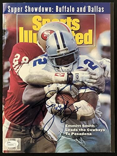 Emmitt Smith írta Alá a Sports Illustrated Mag 1/25/93 Nincs Címke Cowboyok Auto HOF SZÖVETSÉG - Dedikált NFL Magazinok