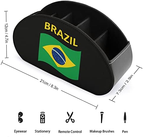 Zászló Brazília Nyomtatás Tv Távirányító Szervező Doboz Ellenőrzési Birtokosai PU Bőr 5 Rekeszes Tároló Tartály