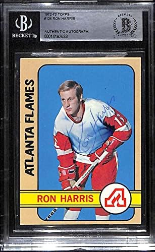 138 Ron Harris - 1972 Topps Jégkorong Cards (Közös) Osztályozott lenne beégés AUTO - Jégkorong Asztalon Dedikált Kártyák