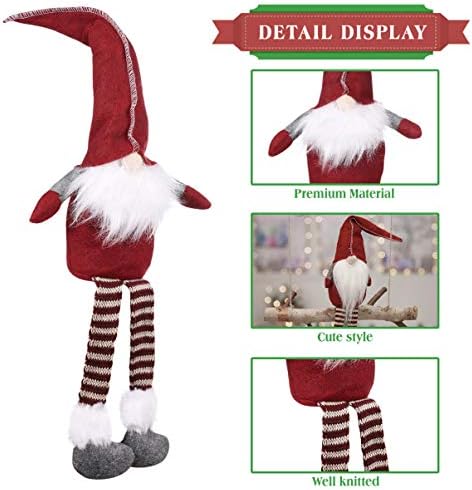Toyvian 3pcs Kézzel készített Karácsonyi Gnome Dekoráció,svéd Figurák Ül, Hosszú Lábú Karácsonyi manó, Üveg Dekoráció Készlet,karácsonyfa