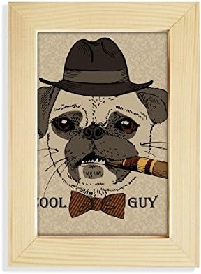 DIYthinker Brit Stílus Gyengéd Füst Kutya, Cigaretta Asztali Kijelző Kép Art Festmény, 5x7 inch