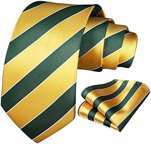HISDERN Csíkos Nyakkendőt a Férfiak, Üzleti, Hivatalos Nyakkendő, zsebkendő Meghatározott Klasszikus Szőtt Selyem Csíkos Nyakkendő
