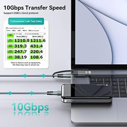 Yottamaster 1 tb-os Hordozható SSD, Akár 1050MB/s, USBC USB3.2 Külső szilárdtestalapú Meghajtó Alumínium Hűtőborda-NVMe SSD Meghajtó