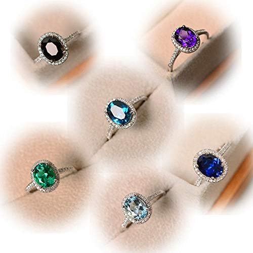 (Világos Kék) Klasszikus Gyönyörű Lila, Zöld, Kék Topáz, Esküvői Gyűrű, 925 Ezüst Ékszerek, Ajándék (7)
