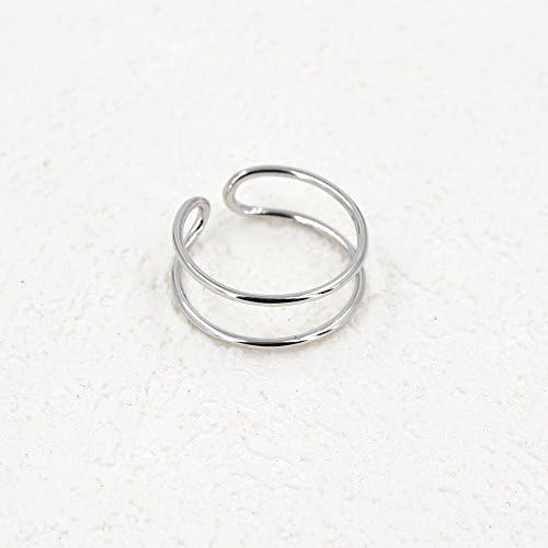 LEMON GRASS Sterling Ezüst Egyszerű gyűrű Gyűrű Nyitott Gyűrű Ajustable Széles sávban Vonal Gyűrűk