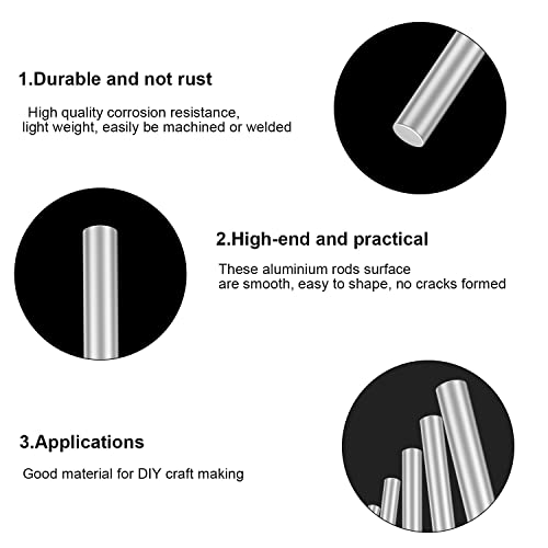 DYWISHKEY Alumínium Kerek Rudak Választékban Készlet, Eszterga Bár Raktáron, Átmérő 1.0-8.0 mm, Hossza 100mm DIY Kézműves Készítés