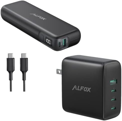 Alfox Töltő Csomag 30W 15000mAh Power Bank 100W 4-Port USB-C Töltő Csomag